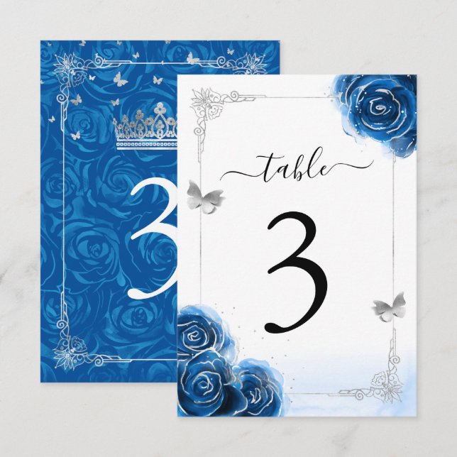 Bordsnummer för Eleganten Silver Royal Blue Ro (Fram/baksida)