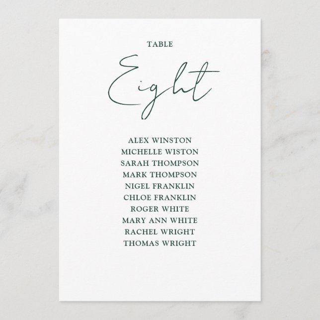 Bordsnummer för enkelt Emerald Grönt-sätesdiagram (Framsida)