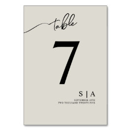 Bordsnummer för ett modernt bröllop.