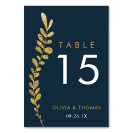 Bordsnummer för Färg Editable Guld Löv Bröllop