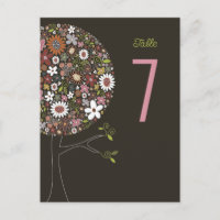 Bordsnummer för färgad Vår blommor Chic Pop Träd