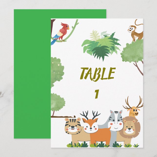 Bordsnummer för Forest Animals Baby Shower (Fram/baksida)