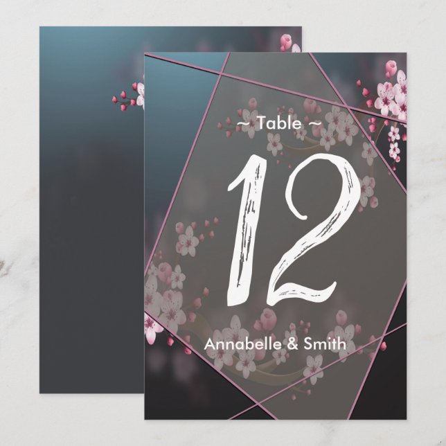 Bordsnummer för geometrisk Blommigt av körsbärssys (Fram/baksida)