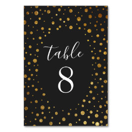 Bordsnummer för guld och svarta konfetti Bröllop