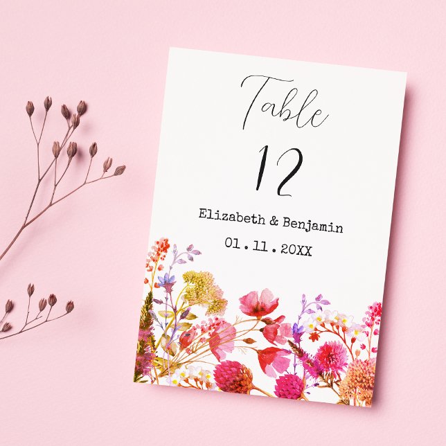 Bordsnummer för jokerblommor i orangens rosa-gult (Orange pink yellow wildflower Table Numbers)