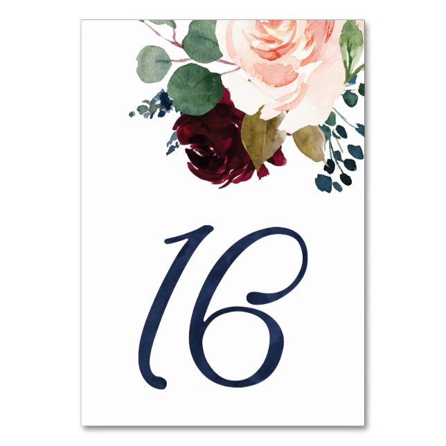 Bordsnummer för KJ Watercolor Blue Font #16 (Framsidan)