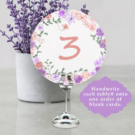 Bordsnummer för Lilac och Peach Blommigt Bröllop