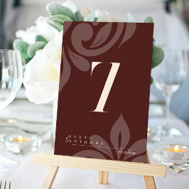 Bordsnummer för Mahogany Red Elegant Damask