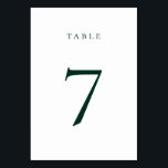 Bordsnummer för mörk Emerald Grönt<br><div class="desc">Minimalistisk mörk framträder grönt,  bordsnummer kort. Observera att bordsnumren måste numreras och läggas till i kundvagnen individuellt.</div>