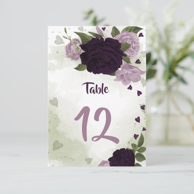 bordsnummer för mörk och ljussken lila blommor grö (Stående Fram)