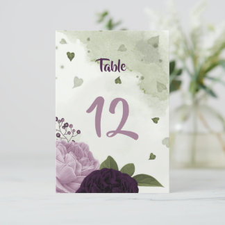 bordsnummer för mörk och ljussken lila blommor grö