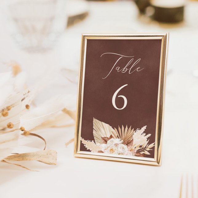 Bordsnummer för Orange av vattenfärg Struktur Brun (Watercolor Texture Brunt Orange Table Number Cards)