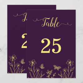 Bordsnummer för romsk elegant guld lila