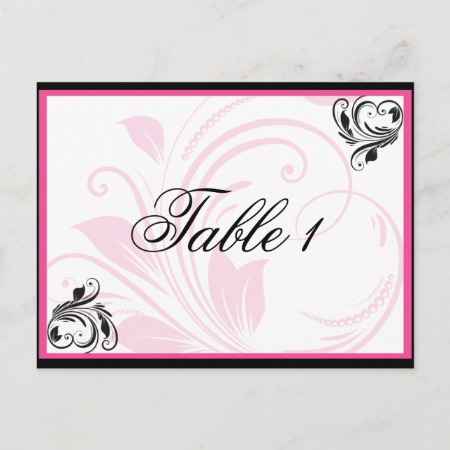 Bordsnummer för Rosa Blommigt Rulla, svart och Mör (Framsida)