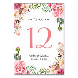 Bordsnummer för Rosa Blommigt Wrap Bröllop