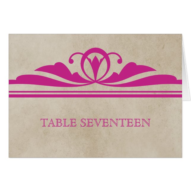 Bordsnummer för rosa Elegant Deco- Hälsningskort (Framsidan Horizontal)