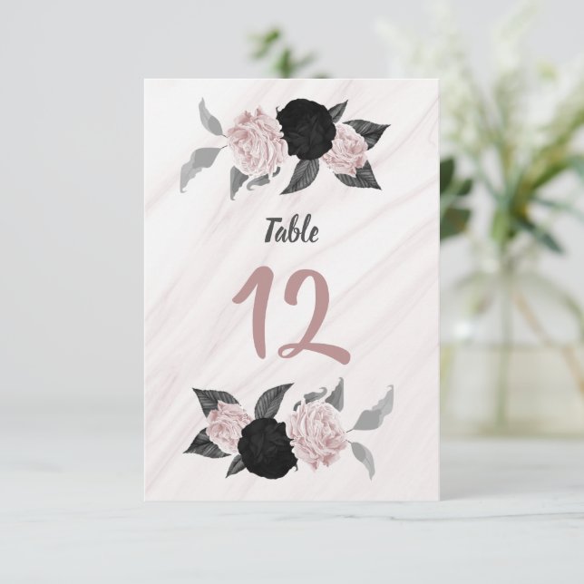 bordsnummer för rosa och svart blommigt (Stående Fram)