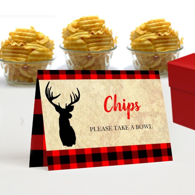 Bordsnummer för rustic Hunting Buffet Food Label (Skapare uppladdad)