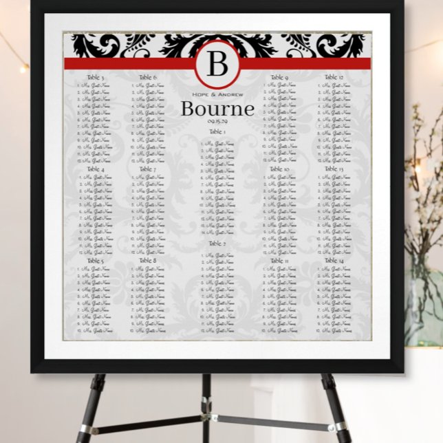 Bordsnummer för sätesschemat för svart skugga poster (To see frame and mat pricing,  please choose your options.)