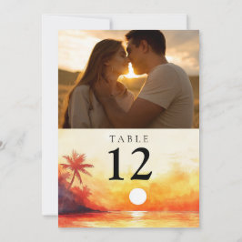 Bordsnummer för solnedtonat foto för Orangen Water