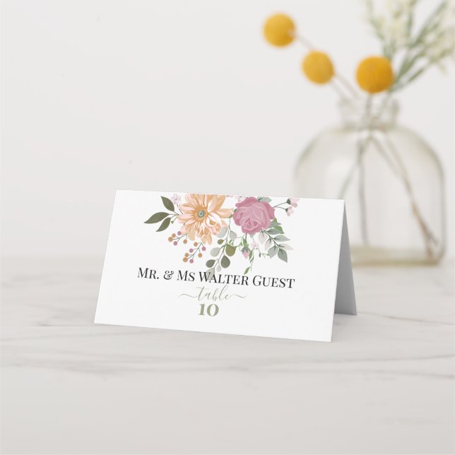 Bordsnummer för sommarblommor placeringskort (Framsida)