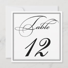 Bordsnummer för svartvitt skript i elegant