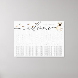 bordsnummer för välkomstsäten för pug hund-valpen canvastryck