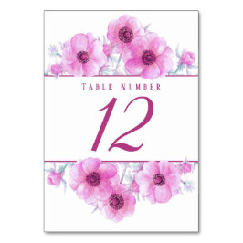 bordsnummer för vattenfärgsbilder med rosa och ane