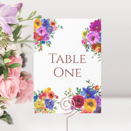 Bordsnummer för vattenfärgsBlommigt
