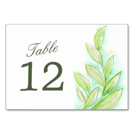 bordsnummer för vattenfärgsfärg i Bröllop grönt lö