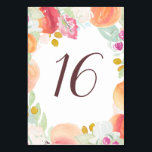 Bordsnummer för vattenfärgspersikor och blommor<br><div class="desc">Bordsnummer-kort för vattenfärgspersikor och blommor. Bordsnummer av honkön och elegant med vattenfärgade illustrationer av persikor,  blommor med eukalyptus och bladaccenter. Anpassa varje nummer separat. Detta är en del av en bröllop-svit. Matchande objekt är tillgängliga. Perfekt för bröllop,  babyduschar,  möhippa och andra evenemang.</div>