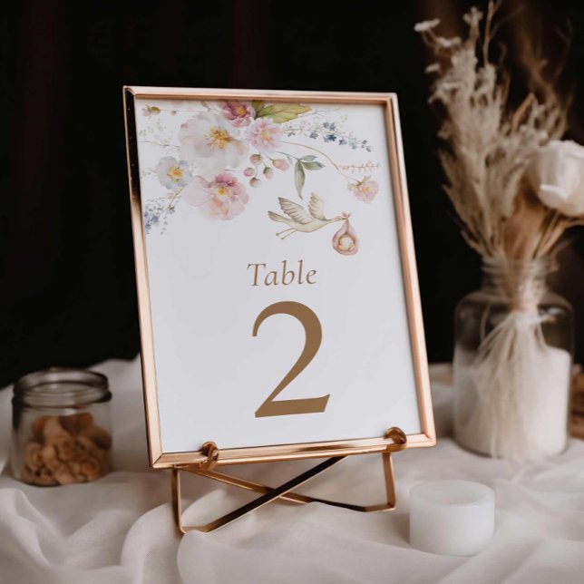Bordsnummer för Wildblomsterbabyskor (Wildflower Baby Shower Table Number)