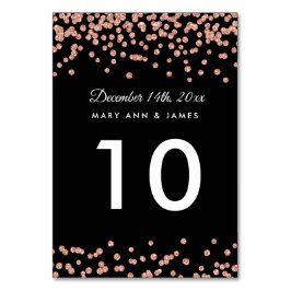 Bordsnummer Guld Faux Glitter confetti Black