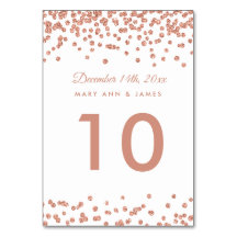 Bordsnummer Guld Faux Glitter Konfetti White