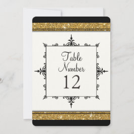 Bordsnummer Guld Ornament Glitter Stripe