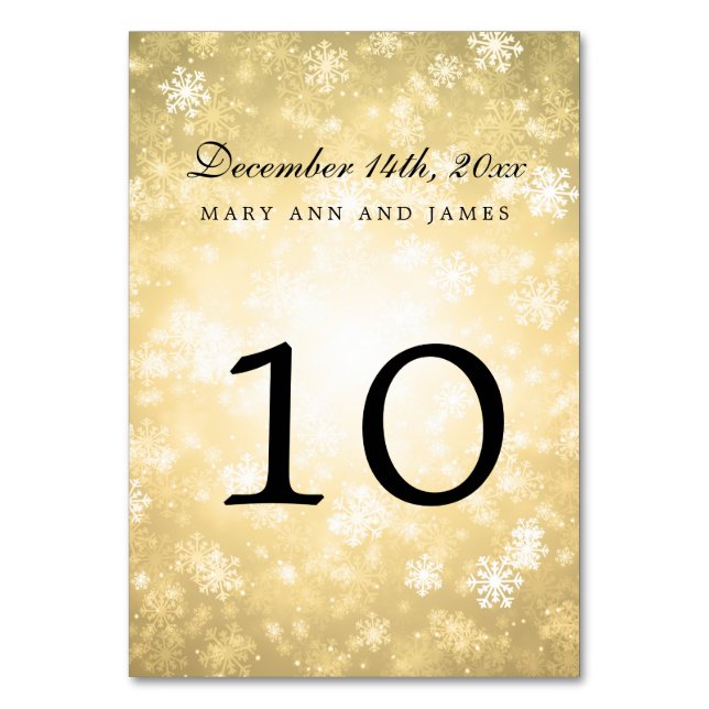 Bordsnummer Guld Winter Wonderland Gnistra (Framsidan)