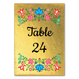 Bordsnummer i Blommigten Gold Foil Mexican Fiesta