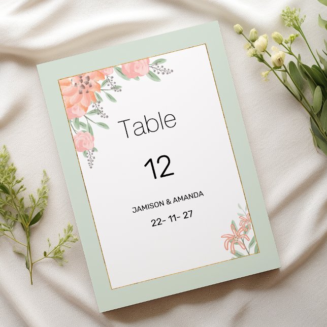 Bordsnummer i Botaniskt rosa korallmint vår flora (Botanic pink coral mint spring flora Table Numbers)