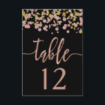 Bordsnummer i Confetti Gnistra Ro Guld Bröllop<br><div class="desc">Konfetti Gnistra Shine Faux Ro Guld & Guld Bröllop bordsnummer kort med Färg Editable Background. Med trendigets penselskriptteckensnitt! ~ Ändra enkelt vattenfärgens bakgrund färg, klicka bara på Rullan "Anpassa" nedåt genom texten och bilder tills du ser färgen i bakgrunden och markera anpassningsbarna färg. Se till att du klickar på "tillbaka"...</div>