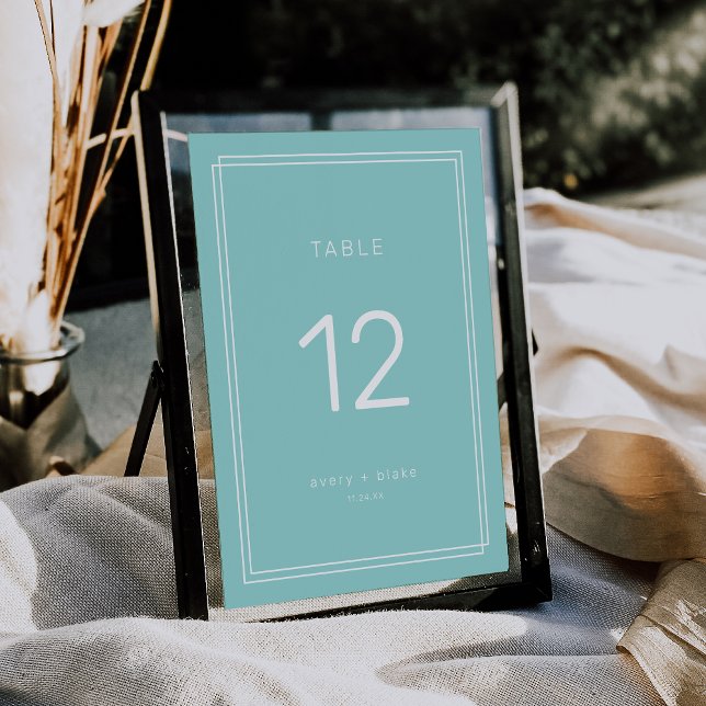 BORDSNUMMER i Grönt Bröllop med AVERY Minimalist M (AVERY Minimalist Mint Green Wedding Table Numbers)