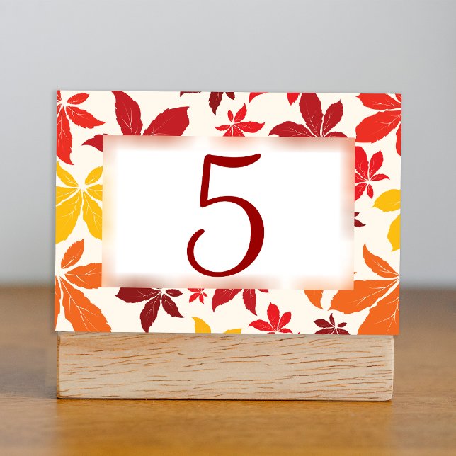 BORDSNUMMER i HÖST LÖV BRÖLLOP (Set a warm Autumn table at your celebration event with the Bright Fall Leaves Table Numbers.)