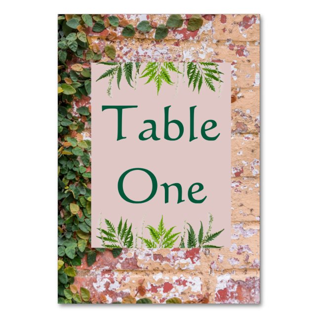 Bordsnummer i Ivy Bröllop, målade Bricks Grönt (Framsidan)
