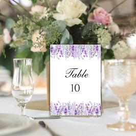 Bordsnummer i Lavender Botaniska Blommigten Bröllo