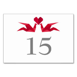 bordsnummer i origami-röda pappra kranar Bröllop