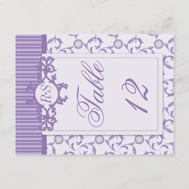 Bordsnummer i Ornate Lavender Lila Mönster (Framsida)