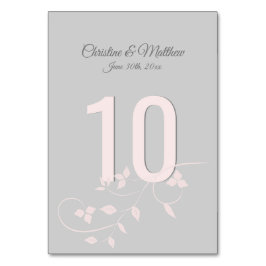 Bordsnummer i  Rosa och Grått Bröllop