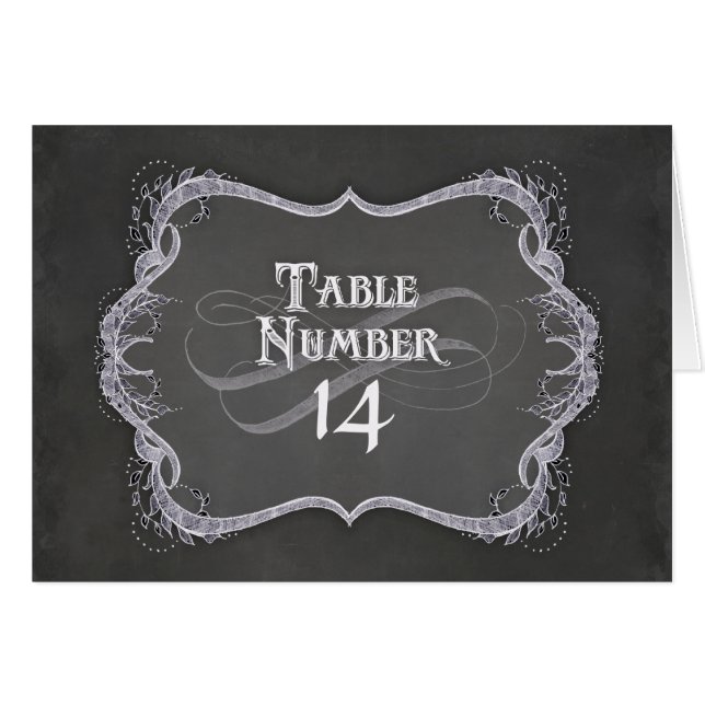 Bordsnummer - Kalkylpanel Typografisk Löv Swirl OBS Kort (Framsidan Horizontal)