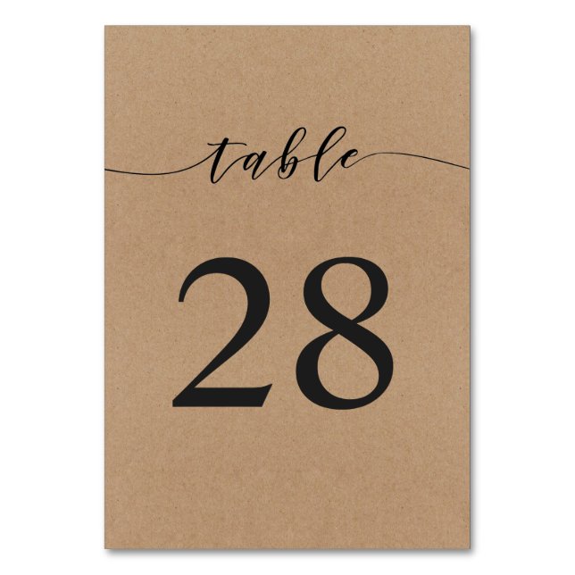 Bordsnummer-kort | Elegant Calligraphy Handwritin Bordsnummer (Framsidan)