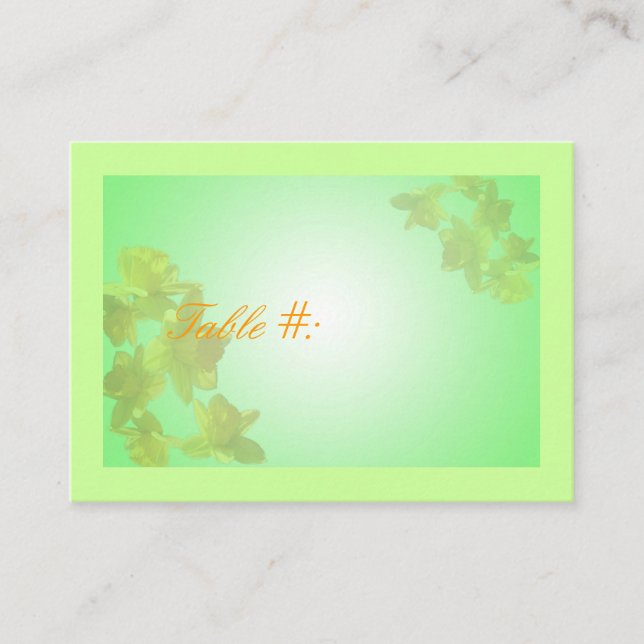 bordsnummer-kort för bröllop,gult tulpanblommor placeringskort (Framsida)