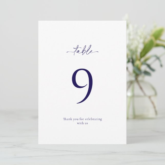 Bordsnummer-kort för elegant Blue Blommigt Bröllop Inbjudningar (Stående Fram)